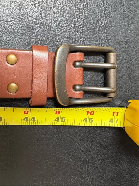 Brown Leather Belt with Brass Hardware - Picture 4 of 5